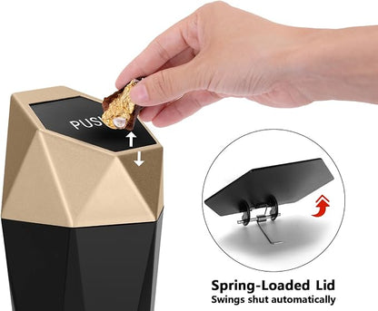 Ginsco Car Trash Can Cup Holder, Mini Car Trash Can with Lid, Car Accessories for Interior, Leakproof Small Trash Cup for Car, Home with Additional 2 ABS Hooks and 90pcs Trash Bags Golden - Image 6
