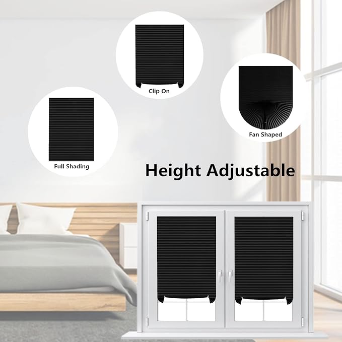 Window Blinds Cordless Blackout No Drill Cut to Size Clip On Stick On Self Adhesive Temporary Blinds Pleated Paper Blinds for Windows Doors Shades for Home Nursery Bedroom Kitchen Bathroom | Non-Woven, Blackout, Easy Install, Self Adhesive, Pleated Win... - Image 8
