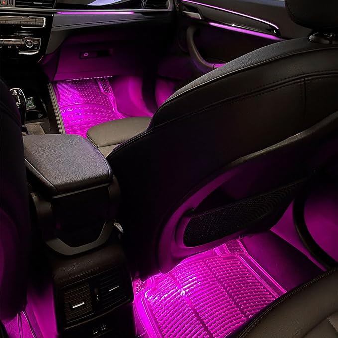 Car LED Strip Light, Interior Car Lights, 12V 24 LED Auto Atmosphere Lamps with Cigarette Lighter, Auto Lamp Ambient Night Light Strip Lighting Kit for Vehicles (USB/Pink Purple) - Image 6