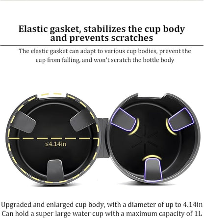 2-in-1 Car Cup Holder Expander with Adjustable Base, Black | multifunctional dual-bottle positions, drink-cup insert, vehicle interior placement, universal fit, car interior item - Image 3