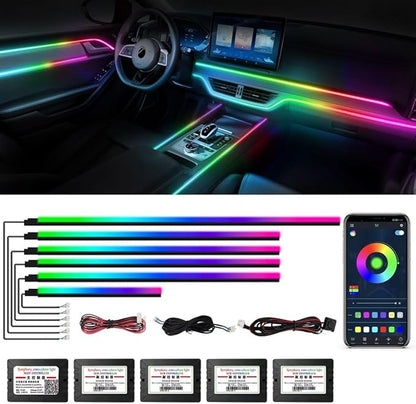 Dreamcolor Acrylic Interior Car Lights, WEBUPAR Car Accessories 6 in 1 Car LED Strip Lights with APP Control and 213 Modes, 175 inches 593 LEDs Fiber Optic Lights, RGB Neon Light Kits by WEBUPAR