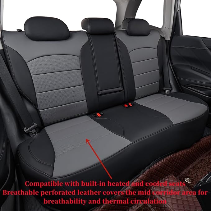 Car Seat Covers for 2009-2013 Subaru Forester,Rear w/Armrest,Faux Leather | Full Set Suv Seat Cushion,Easy Installation,Factory Look,Waterproof Car Seat Protector (Black/Gray) - Image 5
