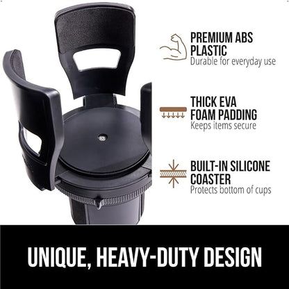 GORILLA GRIP Patent Pending Adjustable Car Cup Holder Expander, 2 PK, Keeps Water Bottle Secure, Expands to Fit 18 to 48 oz Bottles, Yeti, Owala, Stanley with Handle, Coffee Mug Insert for Cars, Black - Image 7