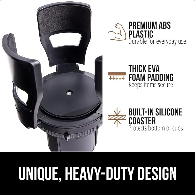 GORILLA GRIP Patent Pending Adjustable Car Cup Holder Expander, Keeps Water Bottle Secure, Expands to Fit 18 to 48 oz Large Bottles, Yeti, Owala, Stanley with Handle, Coffee Mug Insert for Cars, Black - Image 7