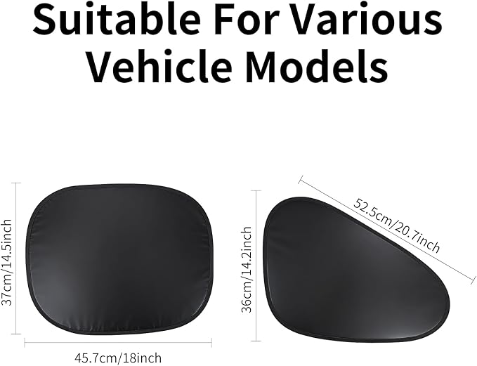 4pcs Car Window Shades, Electrostatic Adsorption Full Blackout Shades (2 Sizes) - 18.7*14.2in Front +17.3*14.3in Rear, UV Blocking for Baby/Family, Suitable for Daily Travel/Camping, Colorful - Image 3