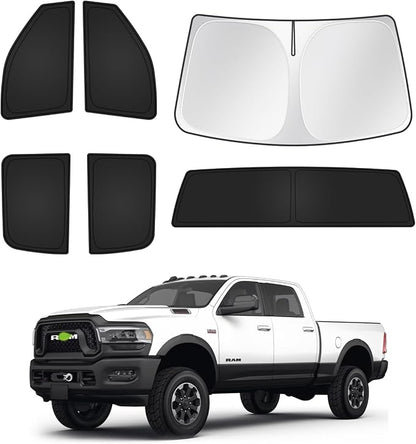 Canvcle Sunshades for Dodge Ram 2500 3500 2010-2025 2026 Accessories Windshield Sun Shade Side Rear Window Shade Cover Sun Visor Shield Privacy Protection Keep Vehicle Cool Black 6PCS by Canvcle
