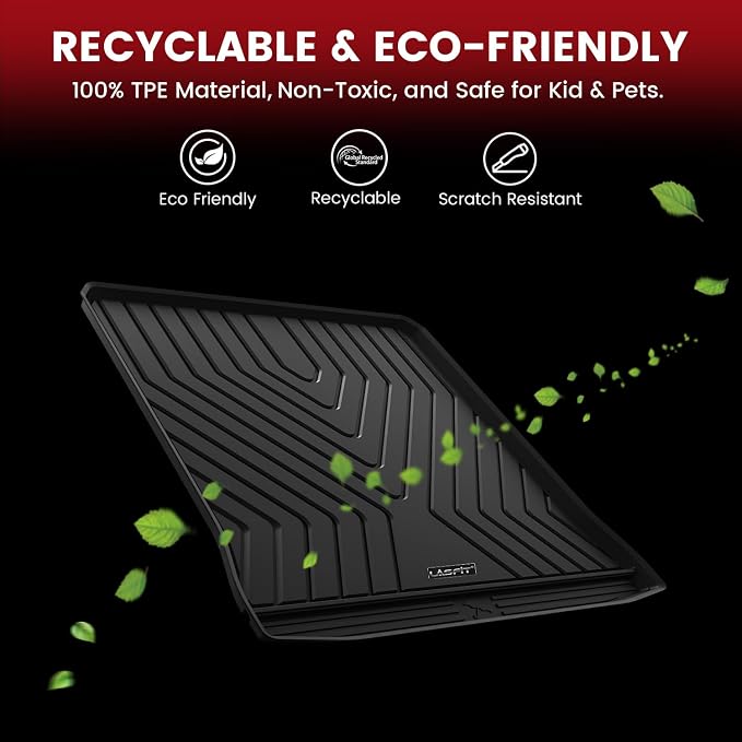 LASFIT Cargo Mat for BMW 5 Series G30 Gas 2017-2023 | For 530i 540i M550i 540d xDrive with Spare Tire, Not Fit 530e or GT, All Weather TPE Custom Fit Cargo Trunk Liner, Black - Image 7