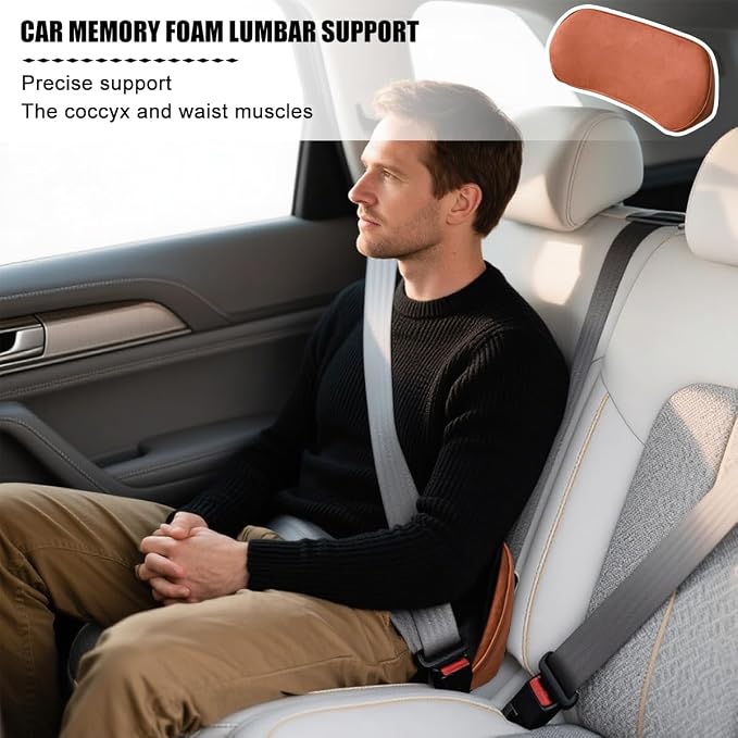 Zpana Car Lumbar Support Pillow, Memory Foam Vehicle Seat Lower Back Support Cushion for Back Pain Relief & Sciatica, Comfortable Auto Driver Seat Pad, Universal for Vehicles (Orange) | Memory Foam Lumbar Support Pillow, Lower Back Pain Relief & Sciati... - Image 5