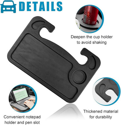 Car Steering Wheel Desk, Multifunctional Auto Seat Stand Trays for Eating and Working, Double Sided Design Steering Wheel Table Desk for Laptop, Food, Car Accessories (Black) - Image 3