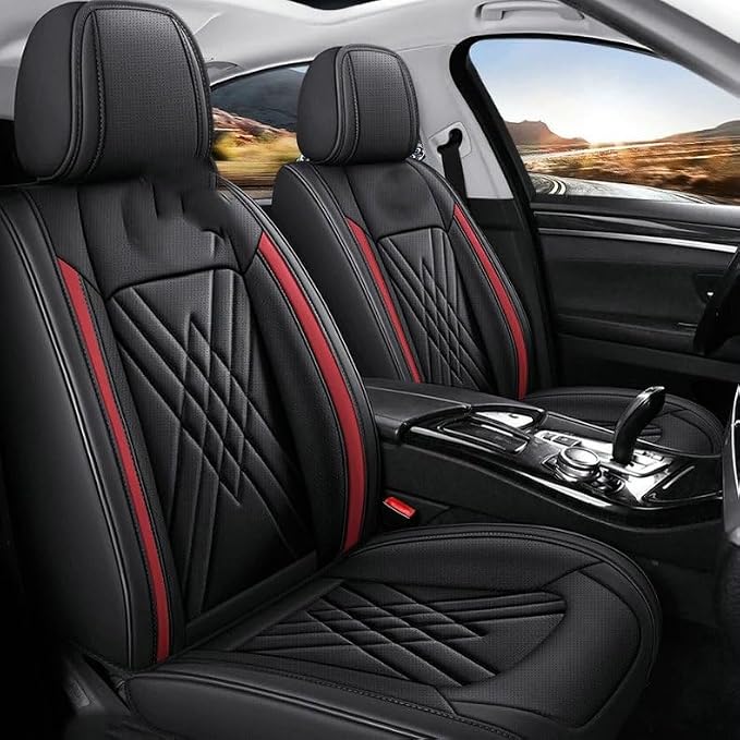 for car seat Covers Non-Slip （E.g, for Tesl,for Mercedes-Benz,for BMW,for Audi, for Ford, for Honda, for Nissan,for Toyota,for Chevrolet,for Jeep.. (Black Red (Front Row)) - Image 5