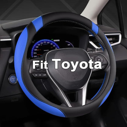 West Llama Customized Auto Car Steering Wheel Cover for Toyota Rav4 Corolla Camry Highlander (Black+Blue) by WESTLLAMA