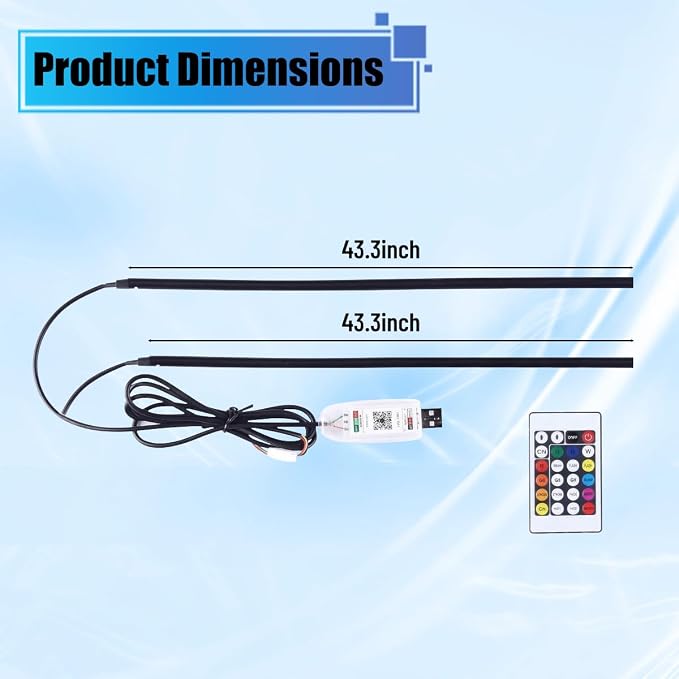Car Interior LED Strip Light, Flexible Acrylic RGB Ambient Neon Light with Wireless APP & Remote Control, 2-in-1 Music Sync Auto Internal Atmosphere Lamp Strip, Universal for Vehicle (86Inch) - Image 2
