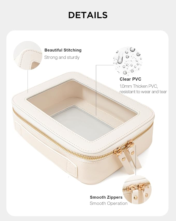 Travel Clear Makeup Bag Set, TSA Approved Cosmetic Bag Case with Zipper Portable Makeup Pouch Toiletry Bag Traveling Cosmetic Organizer Storage Bag Car Organizer Car Essentials - Image 5
