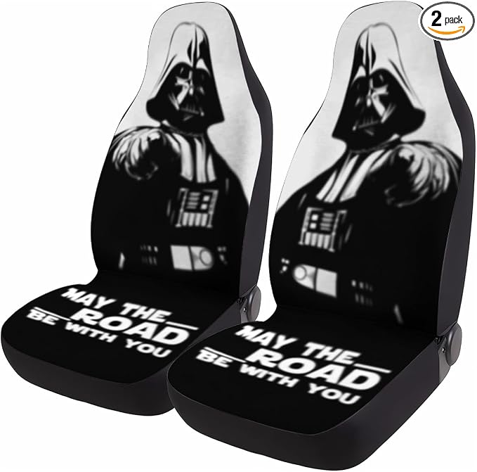 GENANY Dark Space Figure Car Seat Covers, 2-Piece Front Seat Set | 2-piece polyester front seat cover set, each 35 x 21 x 21 inches, with adjustable straps and hooks by GENANY