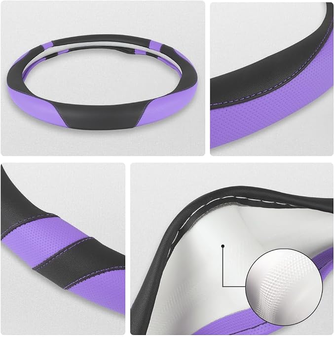 West Llama Customized Auto Car Steering Wheel Cover for Toyota Rav4 Corolla Camry Highlander (Black+Purple-Standard Size) - Image 4