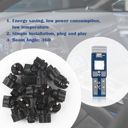20PCS Car LED Dash Lights - Super Bright Instrument Cluster Light Bulbs with T5 37 74 LED Bulbs & Twist Lock Socket - Universal 12V L-ED Lights for Car Interior Accessories (Blue) - Image 5