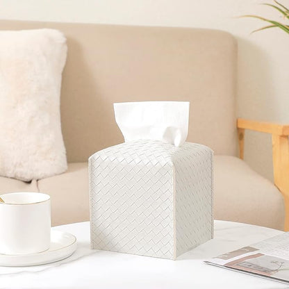 Tissue Box Cover Square Leather Facial Paper Holder, Misty Gray | PU Leather，Easy to Fill, Easy Clean, Decorative Cube Tissue Box Holder for Office, Bathroom,Kitchen, Living room, Guest room - Image 4