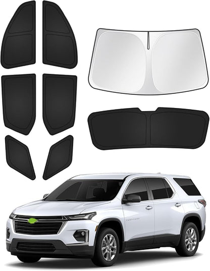 Canvcle Sunshades for Chevrolet/Chevy Traverse 2018-2023 Accessories Windshield Sun Shade Side Rear Window Shade Cover Sun Visor Shield Privacy Protection Keep Vehicle Cool Black 8PCS by Canvcle