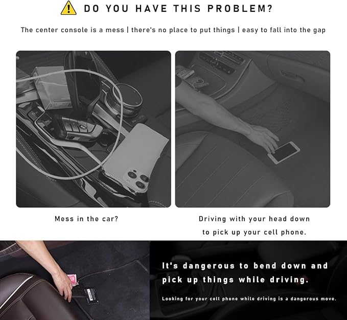 Car Seat Gap Filler with Cup Holder Expander, Automotive Front Seat Storage with Cup Holder, Console Seat Gap Filler Storage Box for Mug Bottle Keys, Car Accessories (Driver Side) - Image 3