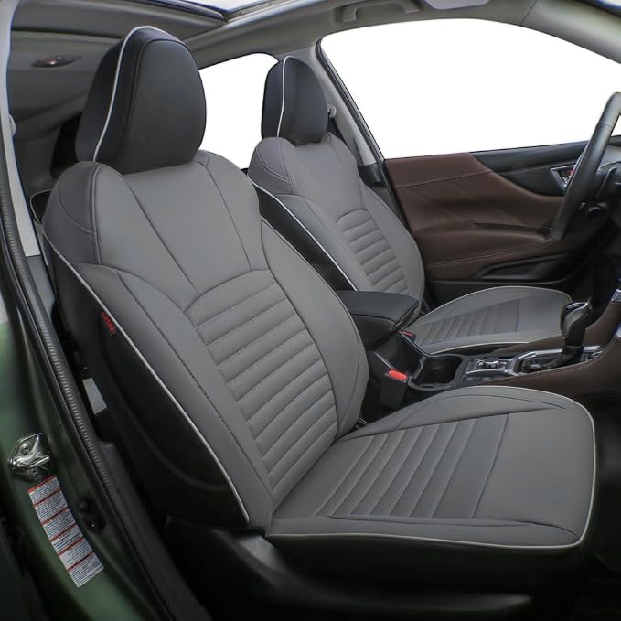 EKR Car Seat Covers for Subaru Forester 2014-2018(NO Base),Full Set | Custom Fit for Subaru Forester 2014-2018(Not for Base)Factory-Like Fit,360°Protection,Faux Leather(Black/Gray) by EKR