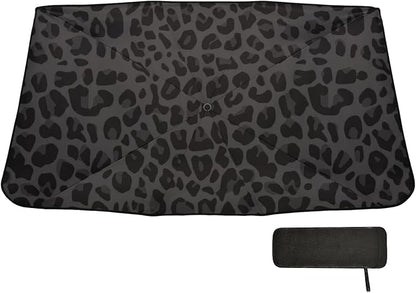 Black Leopard Windshield Sun Shade Umbrella African Animal Skin Print Foldable Car Front Window Sunshade Blocks UV Rays Heat Keep Vehicle Cool (55" x 27.5") - Image 6