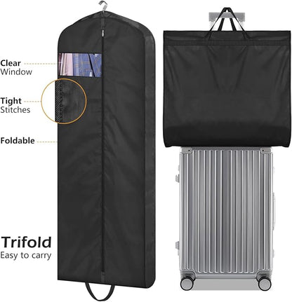 MISSLO 65" Gusseted Hanging Garment Bags for Travel Long Dress Cover Water Resistant Sturdy Fabric Dress Bags for Gowns Long Closet Clothes Protectors, Black - Image 7