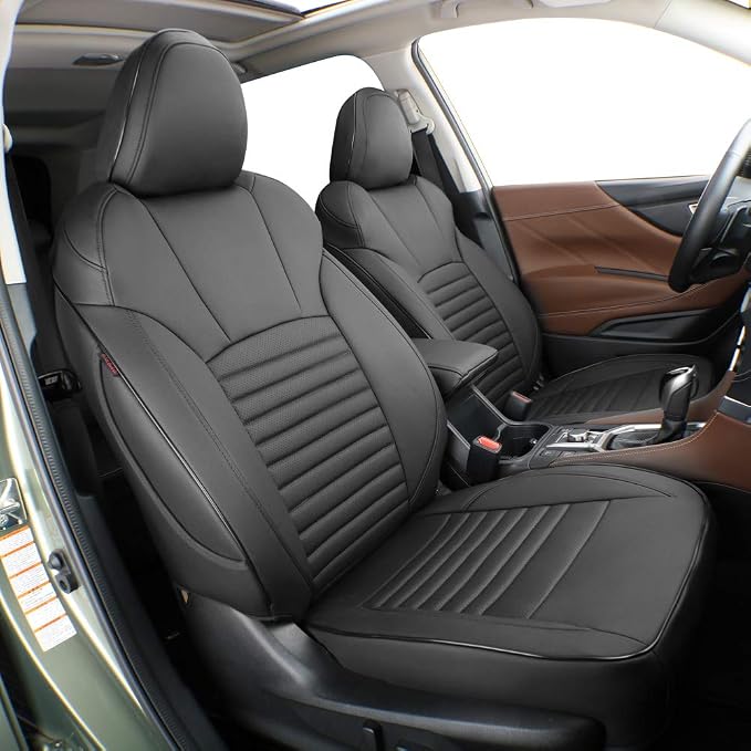 EKR Car Seat Covers for Subaru XV Crosstrek 2013-2017,Leatherette Full Set | Custom Fit for Subaru Crosstrek 2013-2017(Rear W/ NO Armrest),Factory-Like Fit,360°Protection,Faux Leather (Black) by EKR
