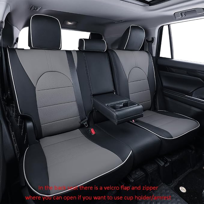 EKR Car Seat Covers for Toyota Camry 2018-2024 (Hybrid),Full Set | Custom Fit for Toyota Camry LE/SE 2018-2024 & SE Nightshade/Nightshade 2022-2024-Faux Leather(Black/Gray) - Image 5