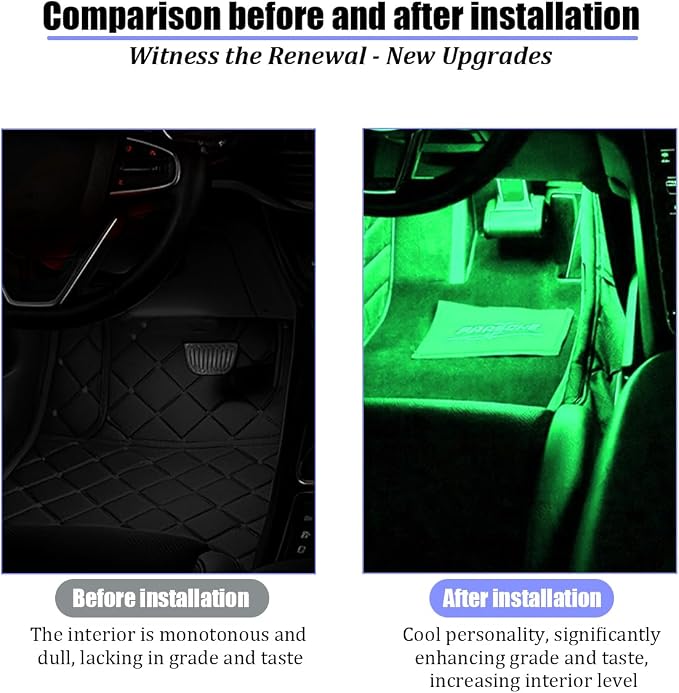 Car Interior LED Lights, 4 in 1 USB Port Automotive Ambient Neon Light Kit, Vehicle Center Console Dashboard Strip Lamps Decoration Accessories, Universal for SUV Truck Sedan (Green) - Image 5