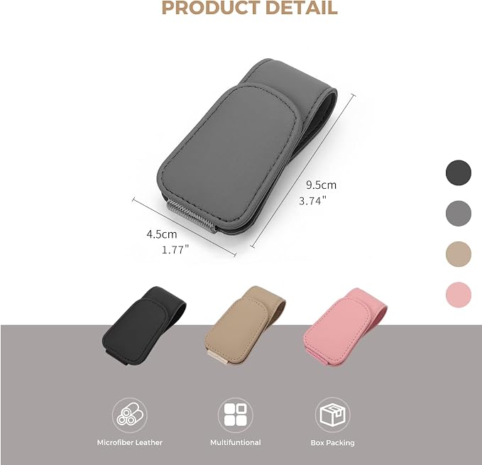 Magnetic Leather Car Sunglass Holder, Visor Sunglasses Holder Clip, 1 Pack | Suitable for Different Size Eyeglasses, Easy Opreation, Car Organziation Accessories - Image 7