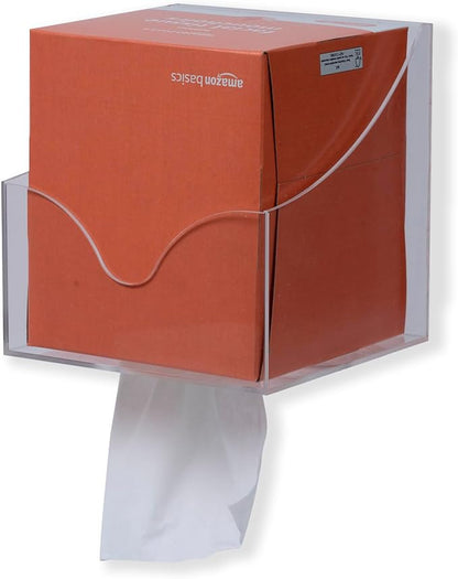 IneVibe Square Tissue Box Holder for Small Spaces Wall Mounted | Place Under Cabinet or Side of Desk, in RV, Bathroom - Acrylic Facial Box Dispenser, Face Down or Sideways in Tight Areas - Image 6