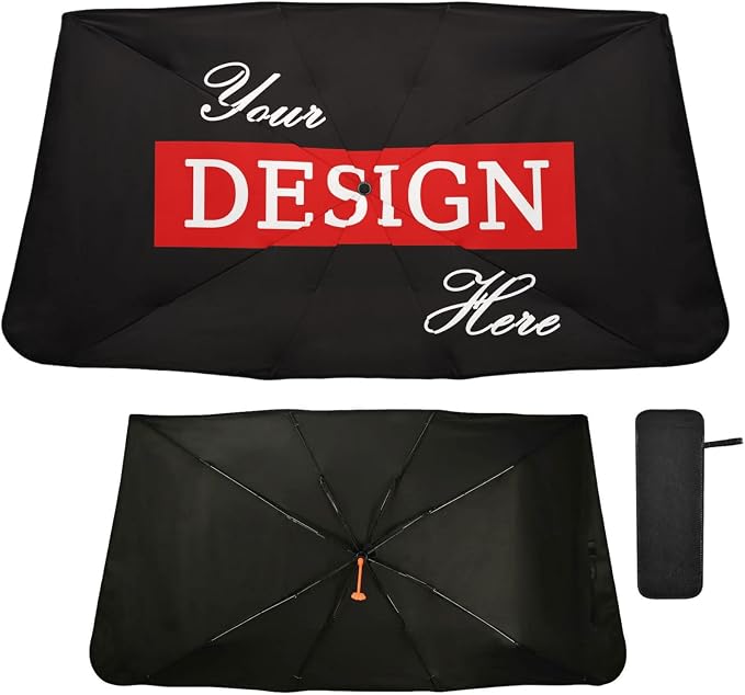 Custom Windshield Sun Shade Umbrella, Personalized Foldable Car Front Window Sunshade Blocks UV Rays Heat Keep Vehicle Cool, Car Accessories (55" x 27.5") by Oarencol