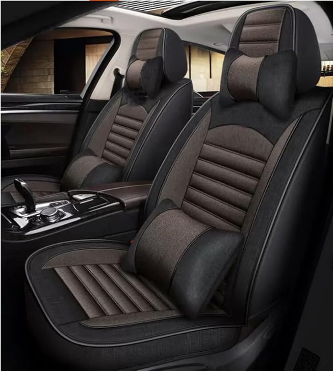 Custom Car Seat Covers Fit for Wrangler JL JK Rubicon Sahara Grand Cherokee L Cherokee Compass Renegade Gladiator Wagoneer Liberty Commander Grand Cherokee SRT (Black Coffer(Line) A) - Image 2