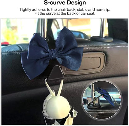 2-Pack Car Seat Headrest Hooks, Handbag Hangers, Dark blue | Storage organizer for handbags, clothes, coats and grocery bags; practical interior accessory for most cars and SUVs - Image 2