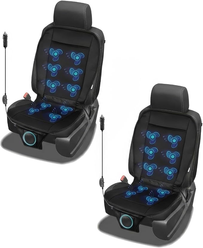 ZONETECH Cooling Car Seat Cover, Black Automotive Adjustable Temperature Comfortable Cooling Car Seat Cover (2 Pack) by ZONETECH