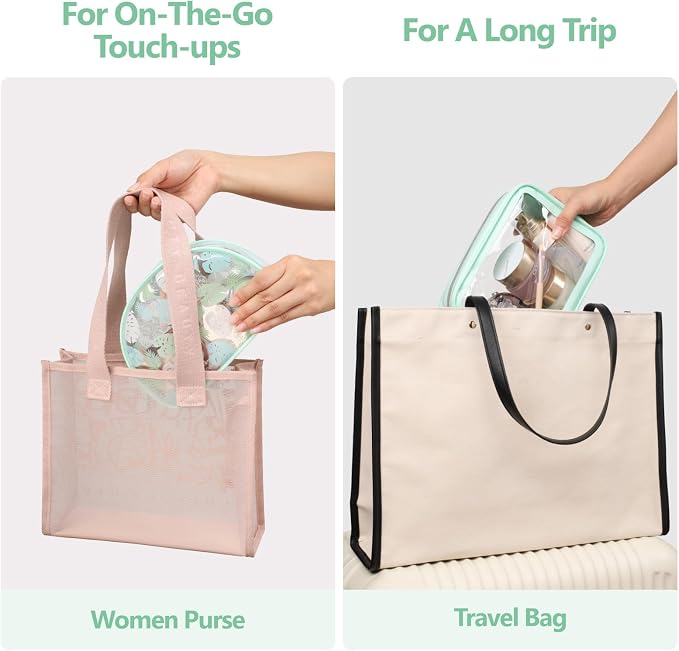 Clear Makeup Bag Foldable - TSA Approved Toiletry Bag for Travel | Metal Zipper, Reinforced Seam, Water Resistant, Medium for Carry-on, Large for Checked Luggage, for Car Storage Organizer - Image 6