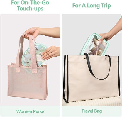 Clear Makeup Bag Foldable - TSA Approved Toiletry Bag for Travel | Metal Zipper, Reinforced Seam, Water Resistant, Medium for Carry-on, Large for Checked Luggage, for Car Storage Organizer - Image 6