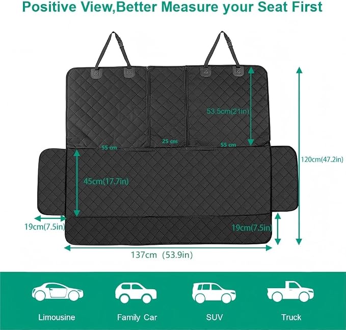 ANOSOSPECIAL Dog Car Seat Cover for Back Seat Cover,Non Stick Fur Rear Seat Protector for Pet,Nonslip Waterproof Durable Universal Fit Interior Backseat Covers for Auto Van SUV - Image 2