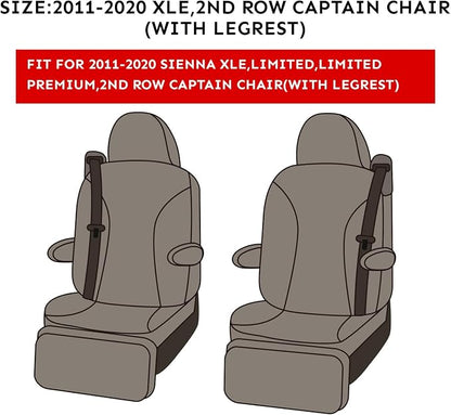 Sienna Car Seat Covers Custom Fit for 2011-2020 Toyota Sienna XLE,Limited,Limited Premium,7-Seater,2nd Row Captain Seats w/Foot Rest,Full Coverage Polyester Seat Protector (Full Set,Black) - Image 2