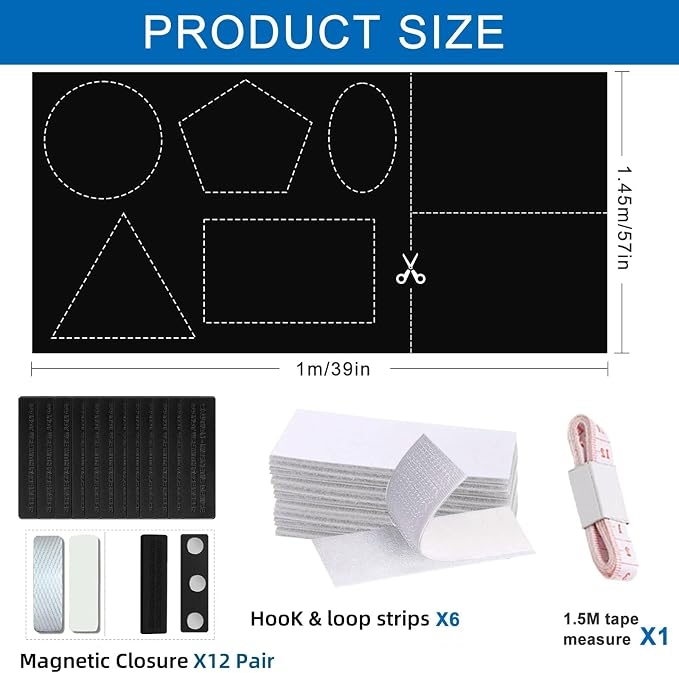 100% Blackout Shade for Bedroom 59"x47",Magnetic Blackout Window Cover | No Drill, Cuttable,Indoor Window Shade, Adhesive Blackout Curtains with Magnet and Hook&Loop Tapes,Use for Home,Nursery - Image 7