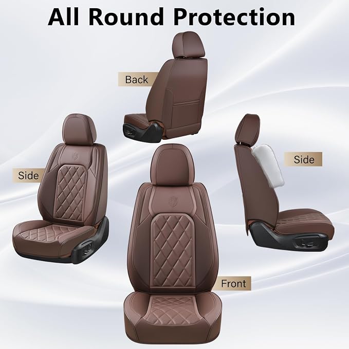 Coverado Front Seat Covers, Car Seat Covers Front Seats, Luxury Faux Leather Seat Covers for Cars, Car Seat Protector Waterproof, Automotive Driver Seat Cover Universal Fit for Most Cars, Brown - Image 6