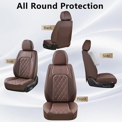 Coverado Front Seat Covers, Car Seat Covers Front Seats, Luxury Faux Leather Seat Covers for Cars, Car Seat Protector Waterproof, Automotive Driver Seat Cover Universal Fit for Most Cars, Brown - Image 6