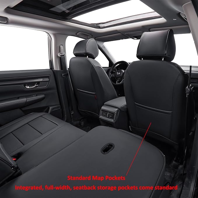EKR Car Seat Covers for Honda HRV 2019-2022,Leatherette Full Set | Custom Fit for Honda HRV LX 2019-2022 Factory-Like Fit,360°Protection,Faux Leather(Black) - Image 3