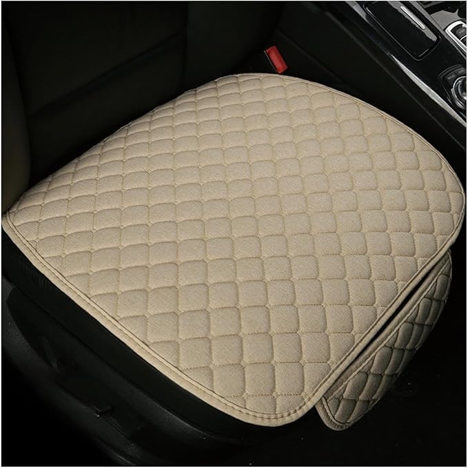 povtii Car Seat Bottom Cover Pad, Breathable Auto Front Seat Protector with Storage Pocket, Comfortable Seat Bottom Cushion Mat for Most Vehicle, Universal Interior Car Accessories (Beige) by povtii