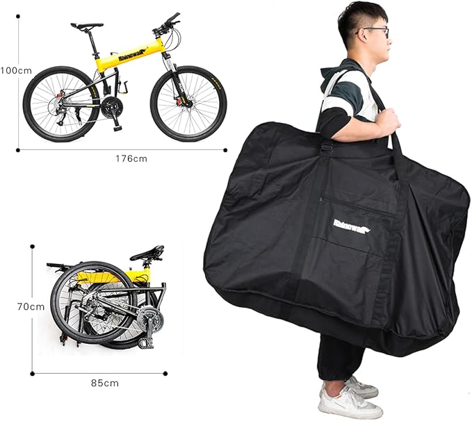 Rhinowalk 20/26inch Folding Bike Bag Waterproof Biycle Travel Case Carrying Case Outdoors Bike Transport Bag for Car Train Air Travel - Image 3