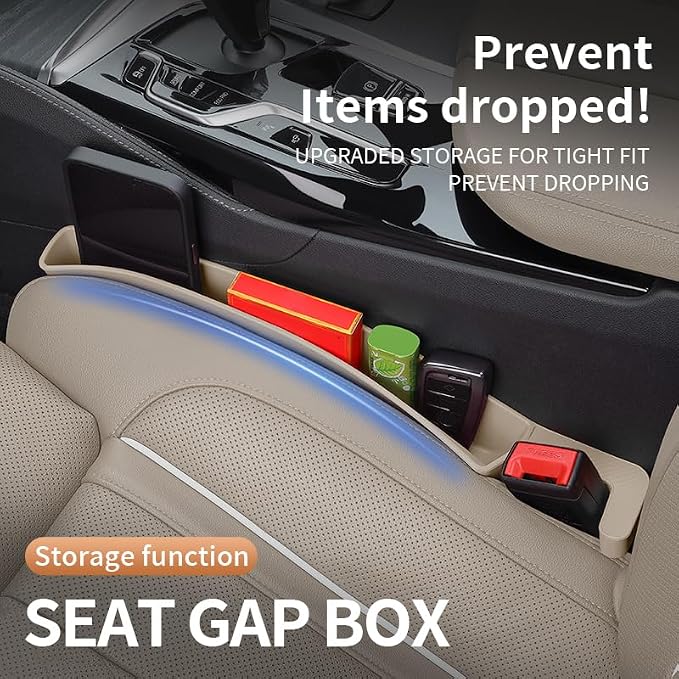 Car Seat Gap Filler, Seat Gap Organizer with Phone Holder, Car Seat Accessories, Car Organizer Fit SUV Truck-2PCS Beige - Image 8