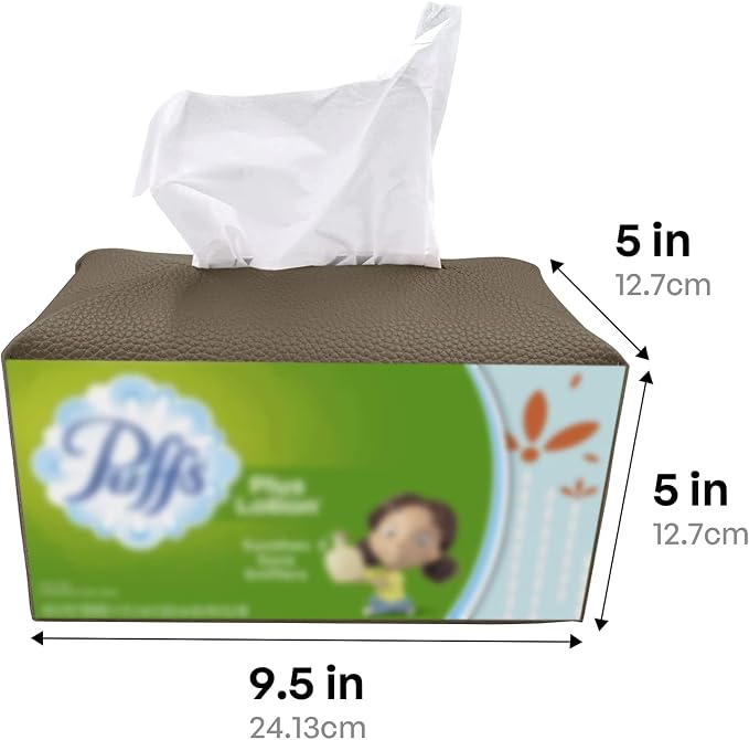 Carrotez Tissue Box Cover, [Refined] Modern PU Leather Rectangular Tissue Box Holder - Decorative Holder/Organizer for Bathroom Vanity Countertop, Night Stands, Office Desk 9.5"X5"X5" - Cocoa Brown - Image 5