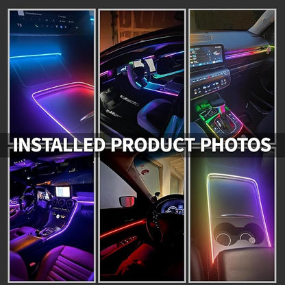 Ambient Lighting Car Led Lights Interior Kit,2PCS 43.3 inches Dream Color Acrylic Led Strips Lights for Car Interior Dashboard,DC 12V Fiber Optic Music Sync Neon Ambiance Lighting with Wireless APP - Image 4