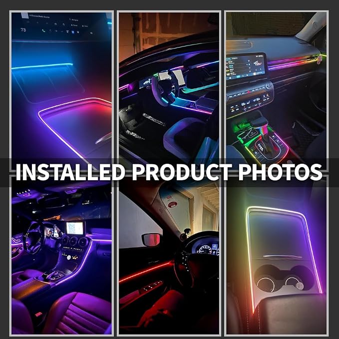 Ambient Lighting Car Led Lights Interior Kit with Wireless APP,43.3 inches Dream Color Acrylic Led Strips Lights for Car, 12V Fiber Optic Music Sync Neon Center Console Dashboard Interior Lights - Image 5