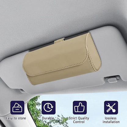 Sunglasses Holder for Car Sun Visor, Sunglass Organizer for Car, Magnetic Leather Eyeglasses Protective Storage Case, Waterproof Glasses Organizer Visor Accessories for Vehicles (Beige) - Image 7